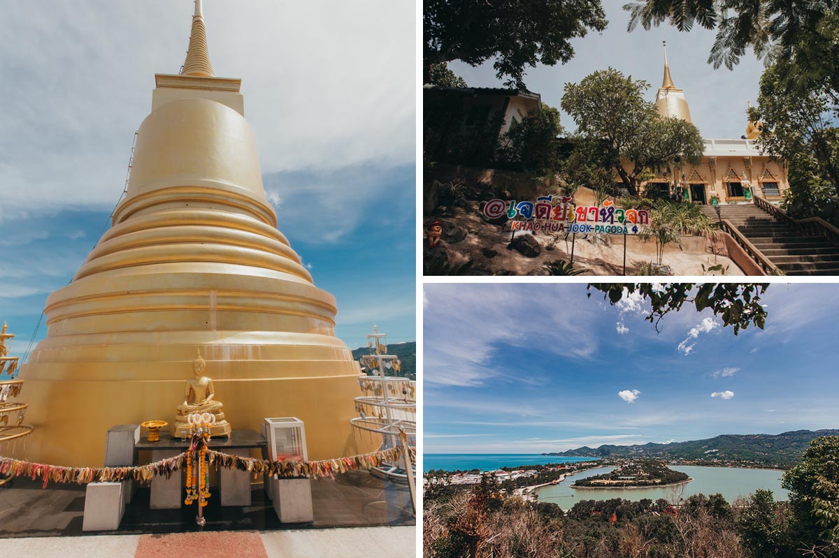 Der goldene Chedi des prächtige Wat Khao Hua Jook Chedi ist ein lohnesnwerters Ausflugziel