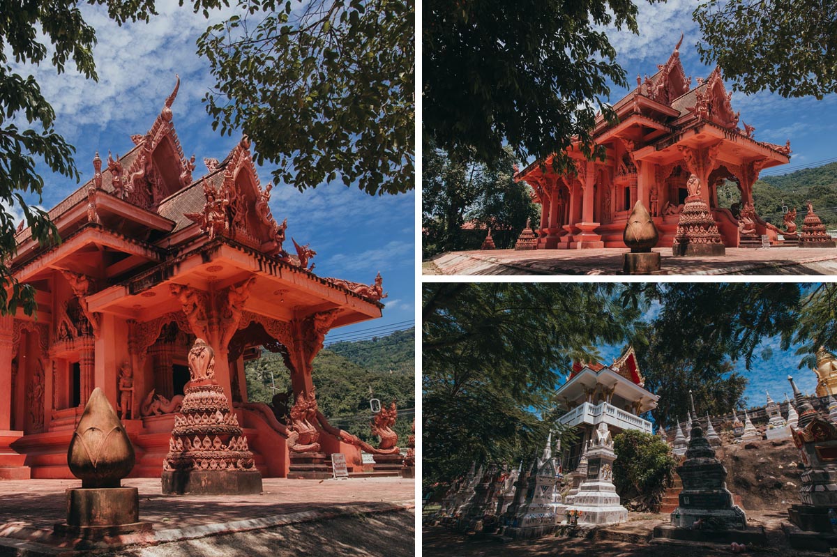 Tempel Koh Samui: Der rote Tempel Wat Sila Ngu, auch als Wat Ratchathammaram bezeichnet, zählt zu den ungewöhnlichsten Tempelanlagen auf Koh Samui.