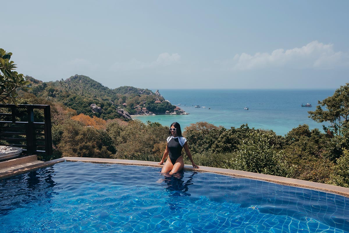 Hotel mit Pool und fantastischen Ausblick auf Koh Tao