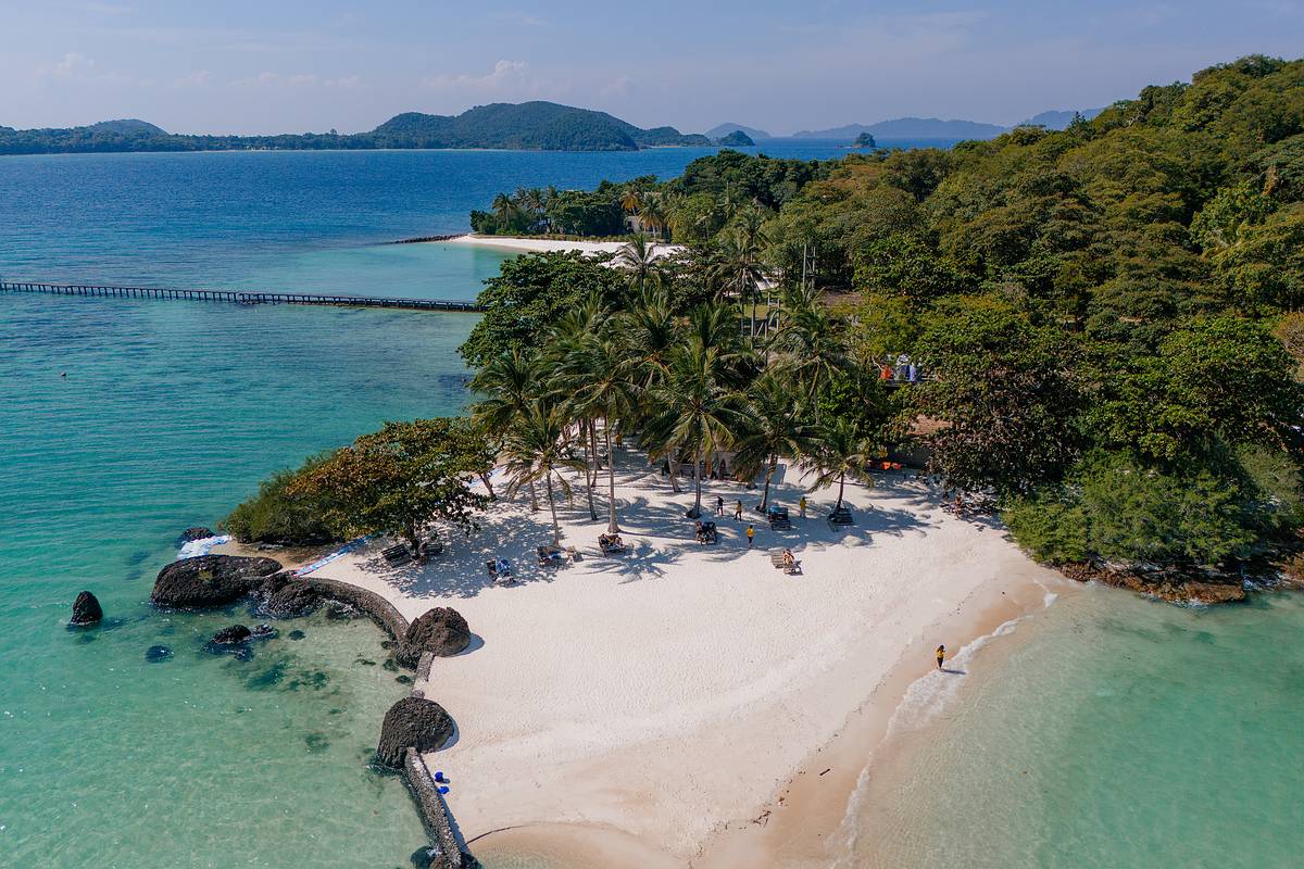 Die Sandbank von Koh Kham von oben fotografiert