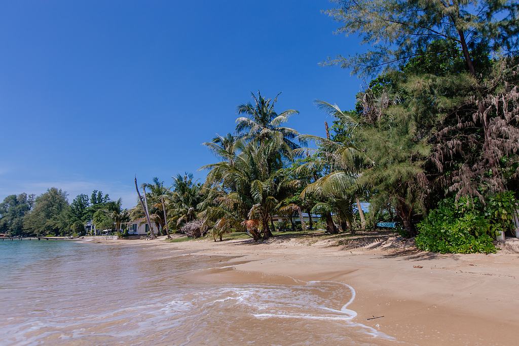 Sandstrand mit Palmen auf Koh Mak