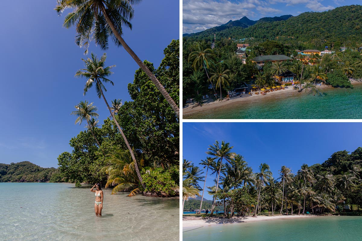 Koh Chang mit Palmen gesäumten Stränden, türkisblauem Wasser und dichter Dschungellandschaft – zweitgrößte Insel Thailands