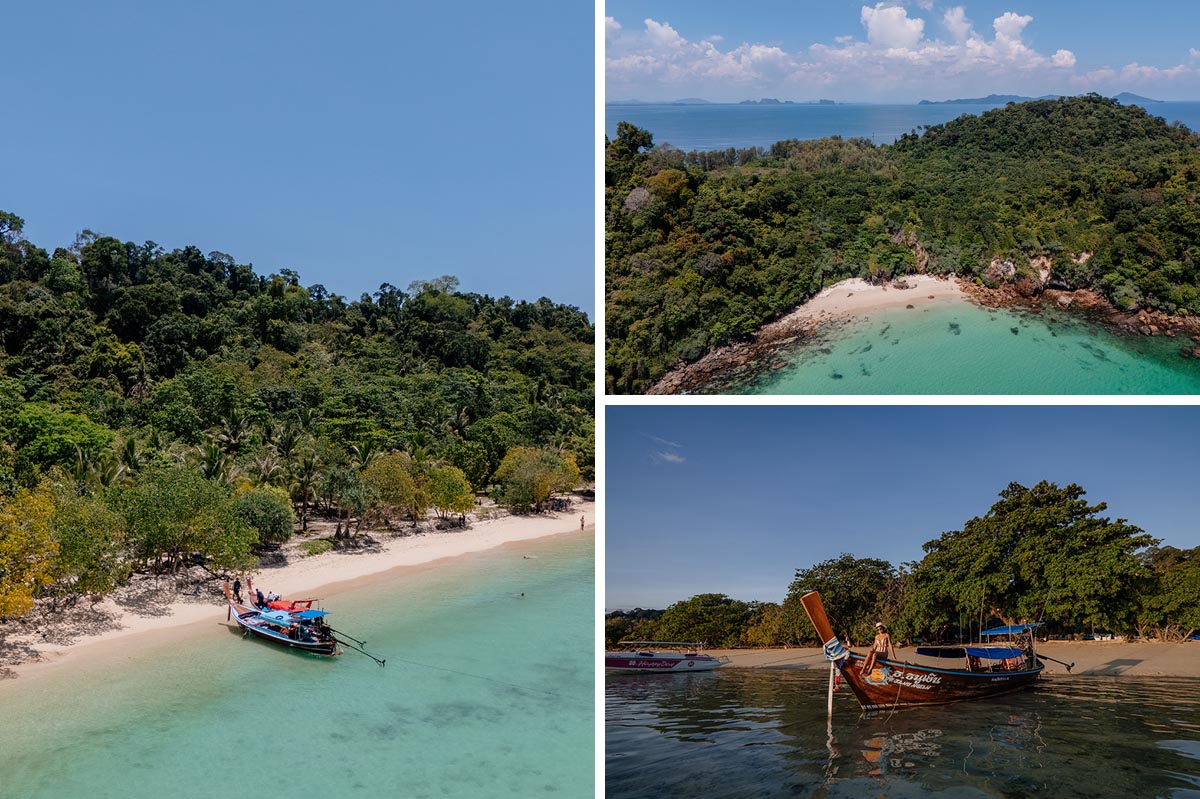 Koh Kradan mit feinem weißen Sandstrand, smaragdgrünem Wasser und dichtem Dschungel – eine der schönsten Inseln der Andamanensee