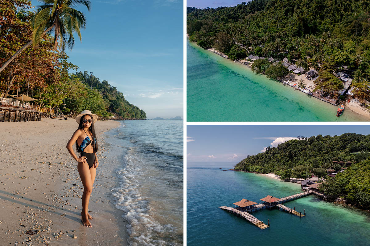 Unberührte Strände und türkisfarbenes Meer auf Koh Ngai – eine kleine, naturbelassene Insel in der Andamanensee mit tropischer Vegetation, Palmen und ruhiger Atmosphäre, perfekt zum Baden und Schnorcheln