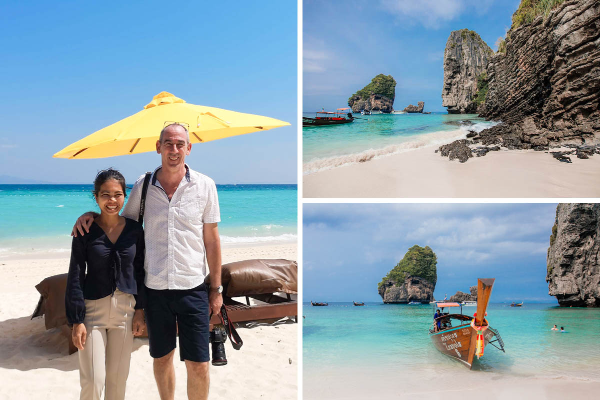 thailand-insel- koh-phi-phi-island Phi Phi Islands, weltberühmte Inselgruppe in der Andamanensee begeistert mit weißen Sandstränden, türkisblauem Meer und markanten Kalksteinfelsen .