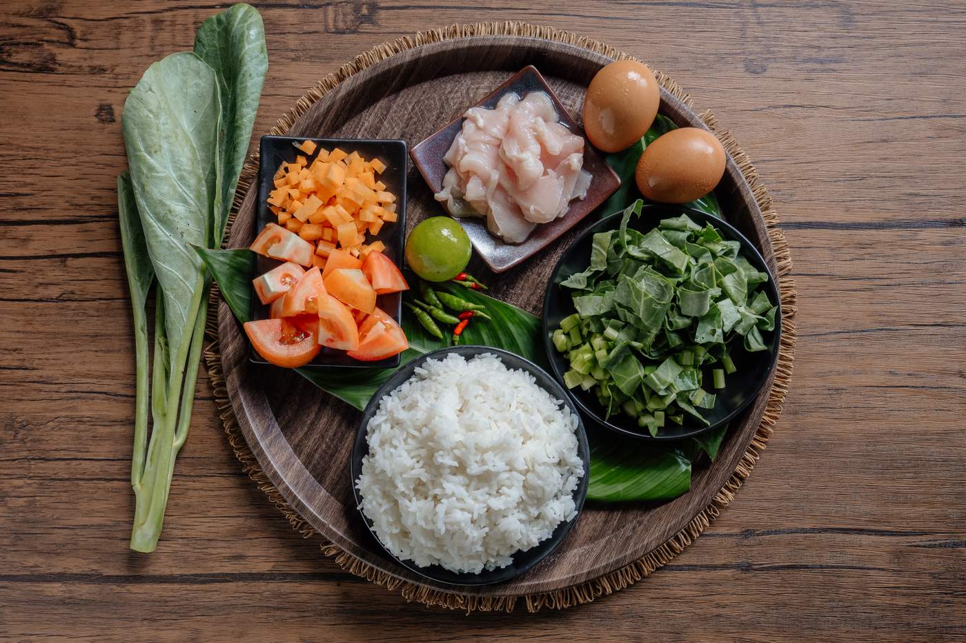 Zutaten für Khao Pad Gai