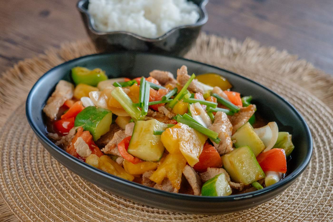 Moo Pad Priao Wan mit Schweinefleisch unser Rezept