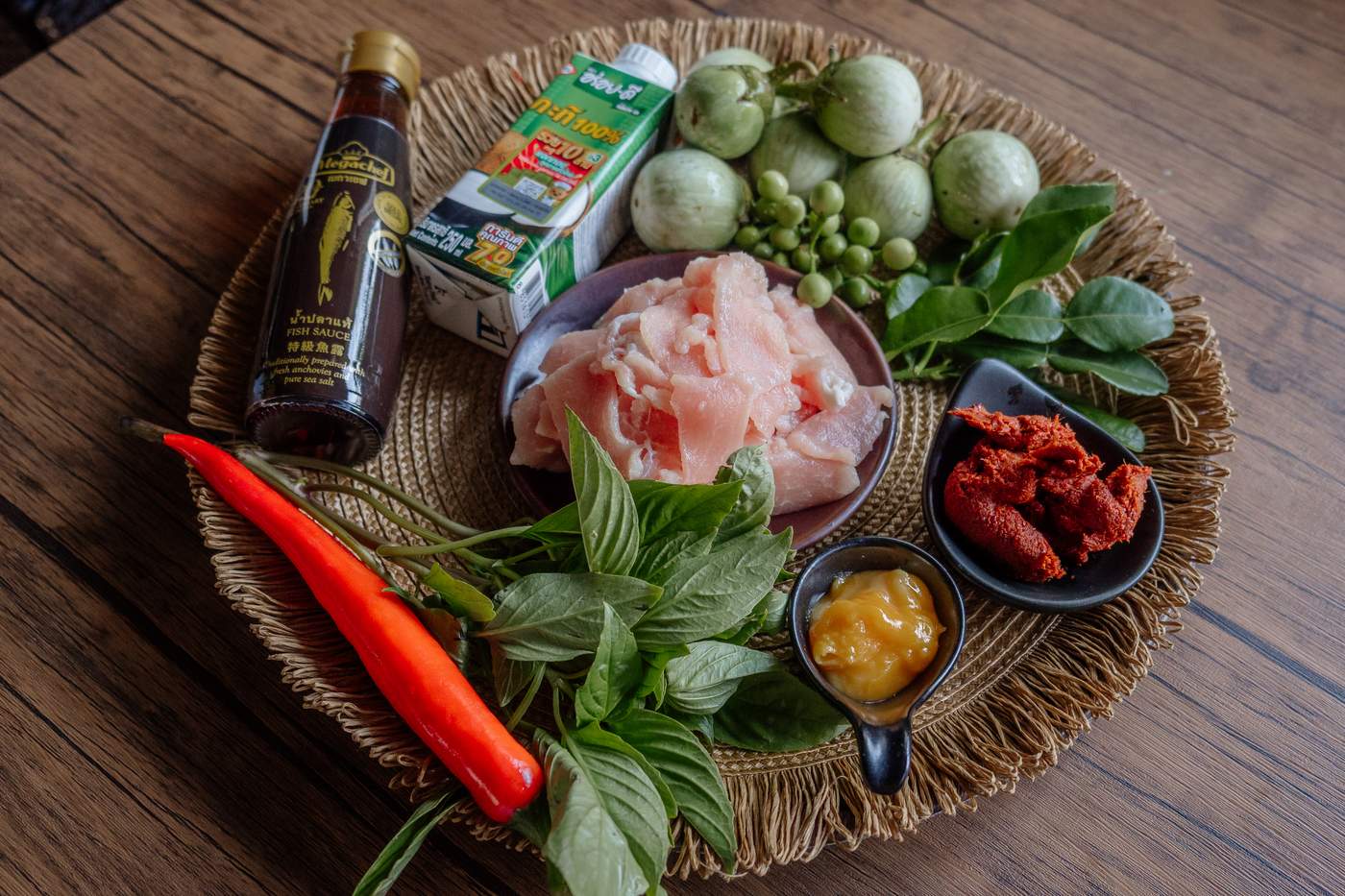 Zutaten für das Rote Thai Curry