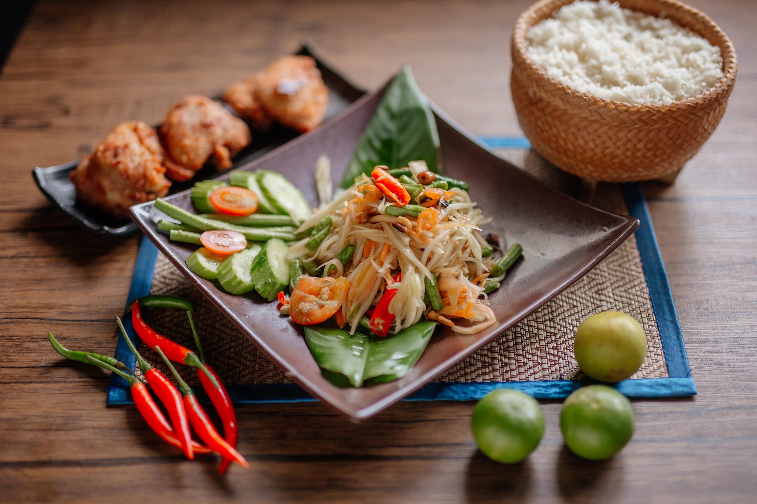 Rezept für Som Tam Thai, den thailändischen Papaya salat
